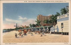 Beach and Cabanas at Roney Plaza Hotel Postcard