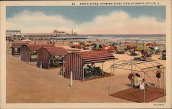 Beach Scene showing Steel Pier Postcard