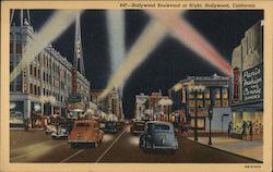 Hollywood Boulevard at Night Postcard