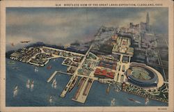 Bird's-Eye View of the Great Lakes Exposition Cleveland, OH Postcard Postcard Postcard