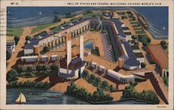 Hall of Statues and Federal Buildings, Chicago World's Fair Postcard