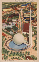 Aerial View of Trylon and Perisphere Postcard