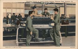 Checking Valves on Liquid Cooled Engine at Chanute Field Postcard