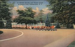 Flower Garden and Tennis Courts in Central Park Schenectady, NY Postcard Postcard Postcard