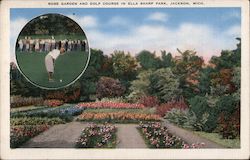 Rose Garden and Golf Course in Ella Sharp Park Postcard