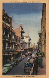 Grant Avenue in Chinatown Postcard