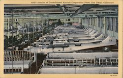 4545-- Interior of Consolidated Aircraft Corporation Plant Postcard