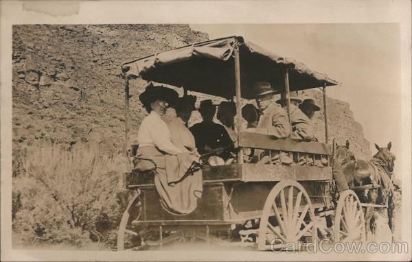 People Being Carried by Wagon Horse-Drawn