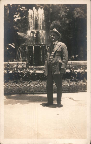 Man Posing by Fountain Mexico