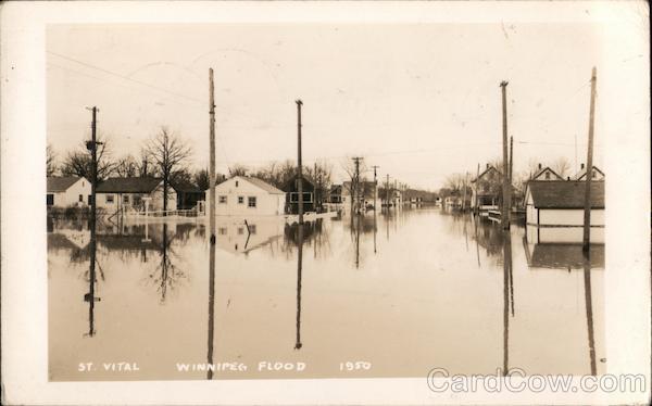 Flooded Town, 1950 Winnepeg MB Canada Manitoba