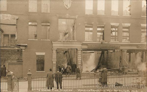 Burned Out Building, X Marking Where the Fire Started Hoosick Falls New York