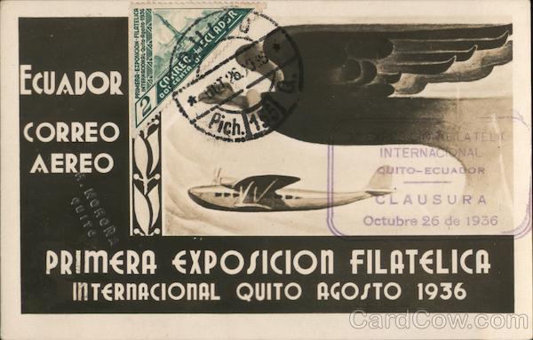 Primera Expsicion Filatelica Internacional Quito Agosto 1936 Ecuador