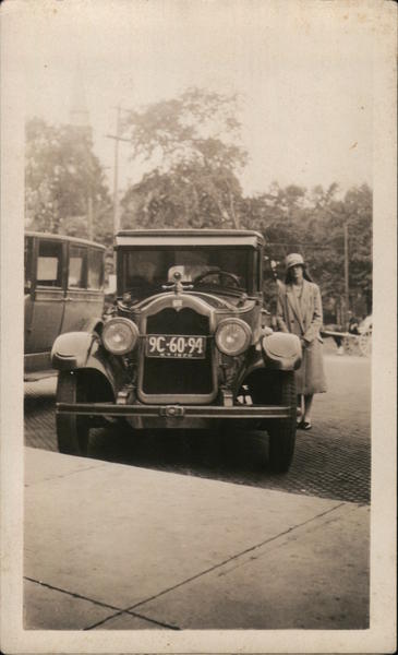 Woman Standing by Automobile 1925 New York Cars