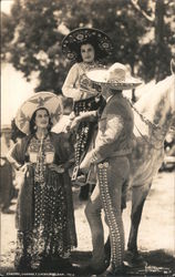 Family in Sombreros and Mexican Costume Postcard
