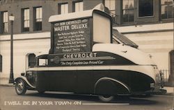 1936 Chevrolet Master Deluxe Advertising Bus Postcard