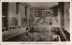 First class swimming pool on the S.S. Leviathan Postcard