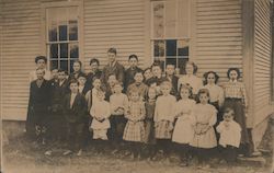 Group of children standing outside building Postcard