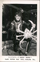 Diver Harold Warner, Glass Bottom Boat Trip Santa Catalina Island, CA Postcard Postcard Postcard