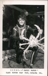 Diver Harold Warner, Glass Bottom Boat Trip Postcard