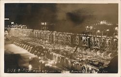 Night View Looking East Across Grand Coulee Dam Postcard