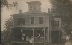 Grace, Will, Mary Hazel, and Beulah on the Front Porch Postcard