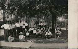 Group of Men Sitting and Standing on a Lawn Postcard Postcard Postcard