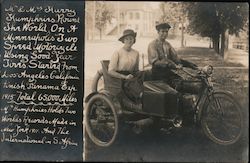 Harry Humphries, Round the World Minneapolis Motorcycle w/Sidecar Postcard