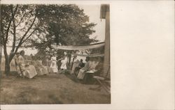 Backyard Family Picnic Women Postcard Postcard Postcard