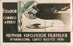 Primera Expsicion Filatelica Internacional Quito Agosto 1936 Ecuador South America Postcard Postcard Postcard