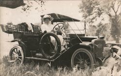 Woman Driving Corbin Touring Automobile Postcard