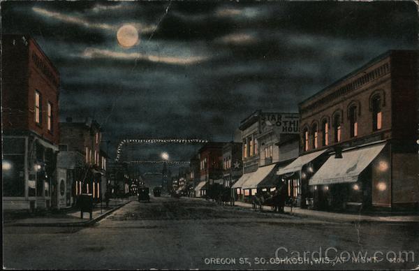 Oregon Street at Night Oshkosh Wisconsin