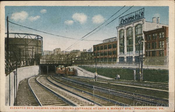 Elevated bed showing underground entrance at 24th & Market Streets Philadelphia Pennsylvania