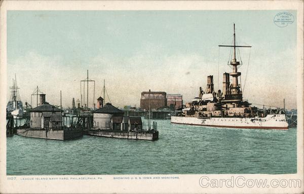 League Island Navy Yard Showing UYSS Iowa and Monitors Philadelphia Pennsylvania