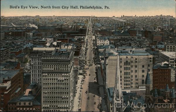 Bird's Eye View, North from City Hall - Showing the City of Brotherly Love Philadelphia Pennsylvania