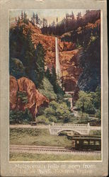 Multnomah Falls as Seen From Union Pacific System Trains Postcard