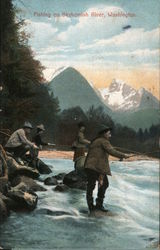 Fishing on the Skykomish River Washington Postcard Postcard Postcard