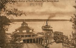 Arrival of a pleasure steamer at Point Defiance Park Postcard