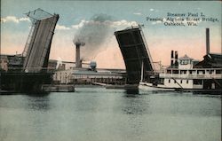 Steamer Paul L. Passing Algoma Street Bridge Postcard