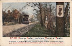 Case Steam Roller Building Country Roads, J.I. Case Threshing Machine Co. Postcard