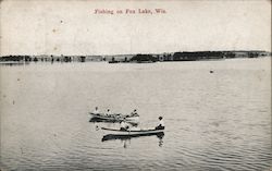 Fishing on Fox Lake Wisconsin Postcard Postcard Postcard