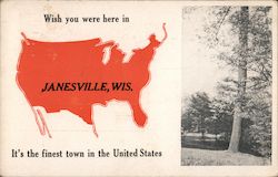 Wish You Were Here in Janesville Wisconsin Postcard Postcard Postcard