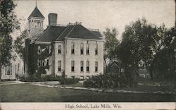 High School Lake Mills, WI Postcard Postcard Postcard