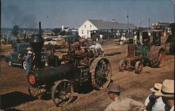 Parade of Steam Engines Postcard