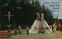 Indian Teepee & Totem Pole, Crystal Cave Postcard