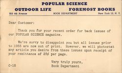 Popular Science Magazine Correspondence Card New York City, NY Postcard Postcard Postcard