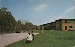 Regulation Tennis Courts in Beautiful King Arthur Apartments. Bellwood, IL Postcard Postcard 