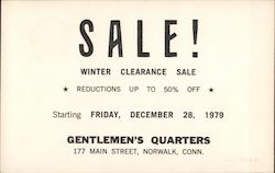 Gentlemen's Quarters, 177 Main Street Norwalk, CT Postcard Postcard Postcard
