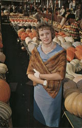 Woman in a Fur Cape at the Pumpkin Show Circleville, OH Postcard Postcard Postcard