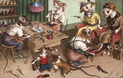 Mouse Family at the Cobbler's Shop Postcard