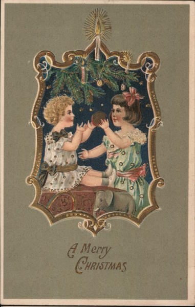 A Merry Christmas - Two Girls Playing with a Ball Children